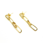 Load image into Gallery viewer, EFC51944. 14K Solid Gold and Diamonds Paper Clip Dangle Earrings