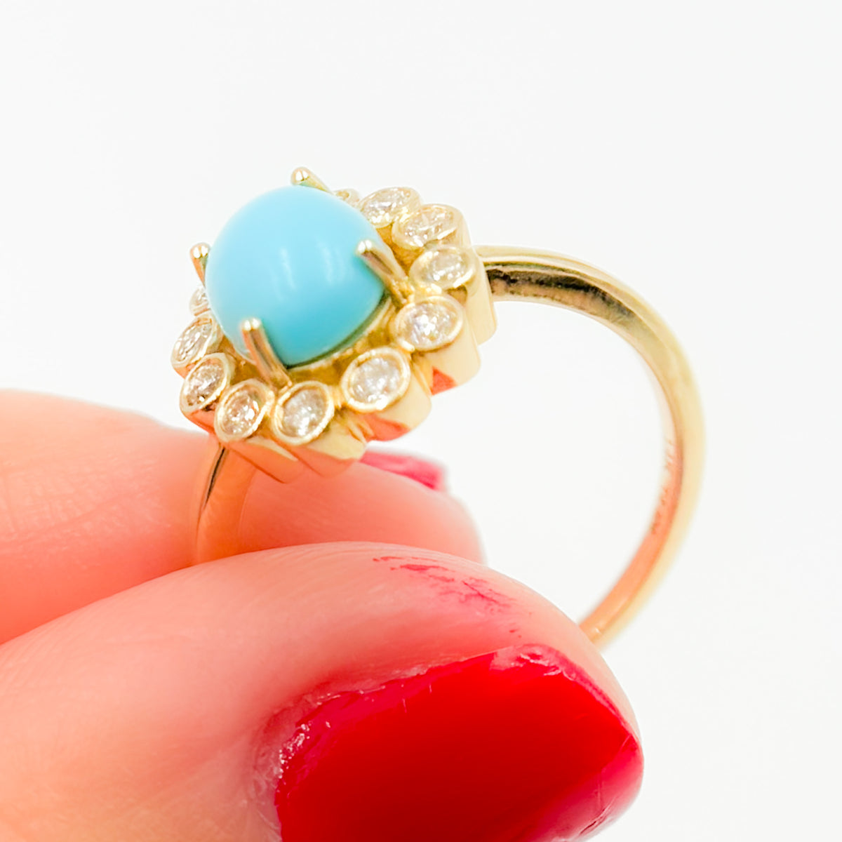 Buy Gold Antique Turquoise and Diamond Ring