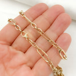 Load image into Gallery viewer, 14K Solid Hollow Gold Flat Long & Short Oval Link Chain