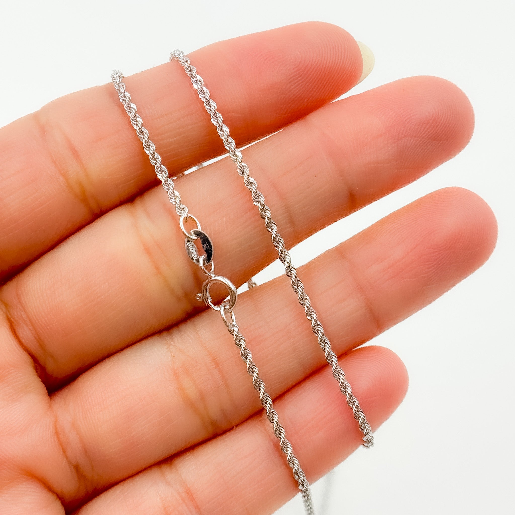 18K Solid White Gold Rope Chain