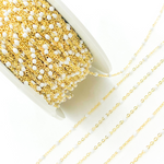 Load image into Gallery viewer, 14K Solid Yellow Gold Enamel White Color Cable Chain