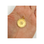 Load image into Gallery viewer, 14K Solid Gold with Diamonds Circle Shape Charm with a Star in the Center. GDP95