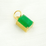 Load image into Gallery viewer, 14K Solid Gold Emerald Rectangle Charm
