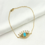 Load image into Gallery viewer, CB96325. 14k Solid Gold Diamond and Gemstone Eye Bracelet