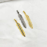 Load image into Gallery viewer, DP334. Diamond Sterling Silver Long Leaf Pendant