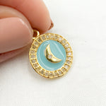 Load image into Gallery viewer, Buy Now Silver Round Moon Enamel Charm