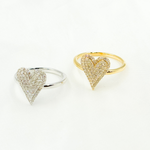Load image into Gallery viewer, 14k Solid Gold Diamond Statement Heart Ring.