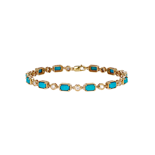 CB964165X3. 14K Solid Gold Diamond and Gemstone Bracelet