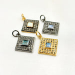 Load image into Gallery viewer, DC935. Diamond Sterling Silver Square Charm with Gemstone