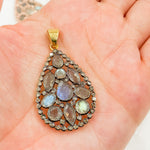 Load image into Gallery viewer, DSP043. Diamond Sterling Silver Drop Pendant with Gemstones