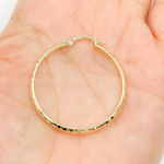 Load image into Gallery viewer, GER76. 14K Gold Diamond Cut Hollow Hoop Earrings