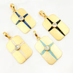 Load image into Gallery viewer, Sterling Silver Rectangle Enamel Pendant with Gemstone