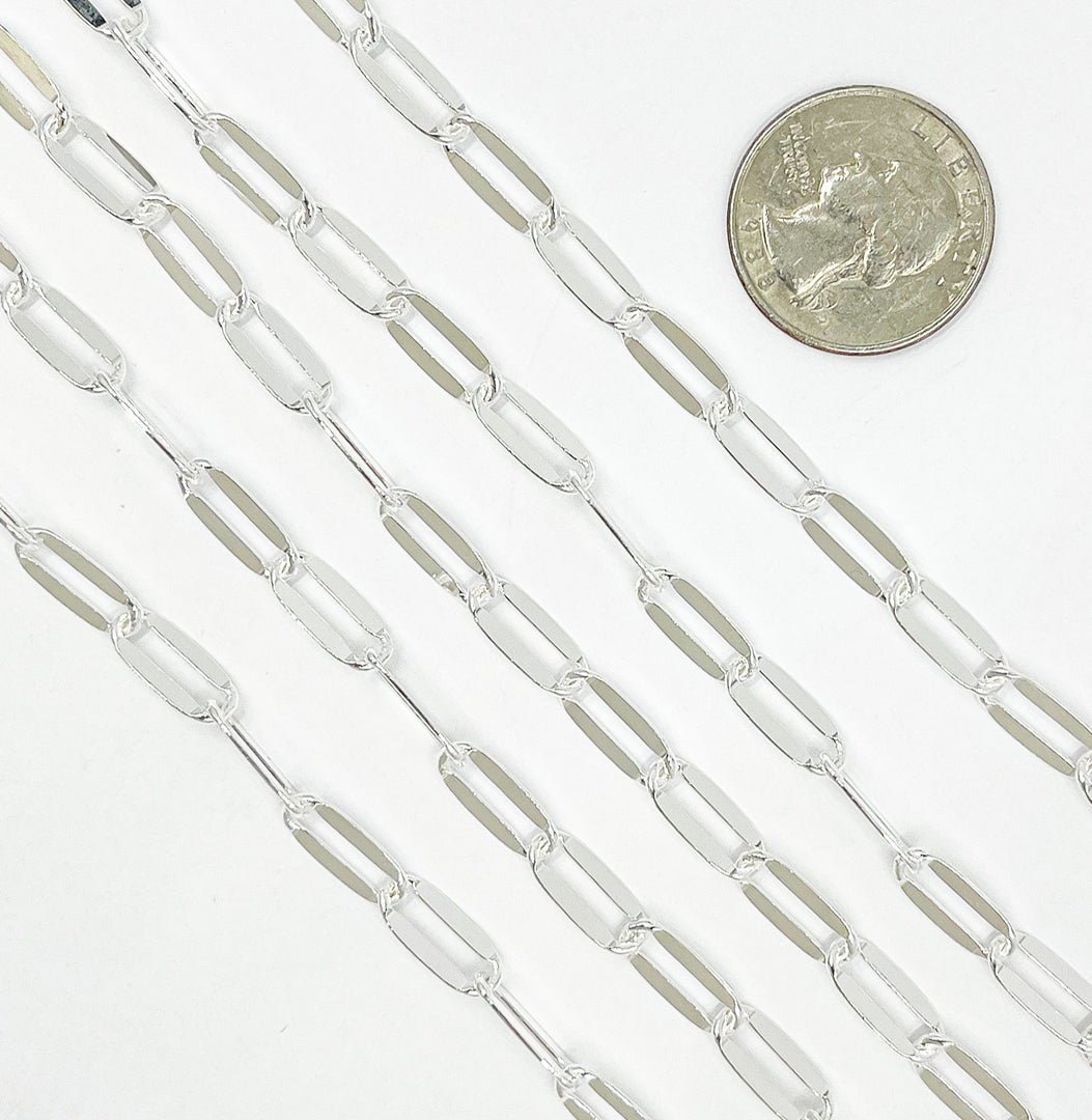 925 Sterling Silver Flat Paperclip Oval Link Chain. Y58S06SS