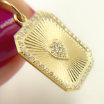 Load image into Gallery viewer, 14K Solid Gold Diamond Rectangle Charm. GDP237