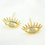 Load image into Gallery viewer, EFZ52004BS. 14K Solid Yellow Gold Diamond Eye Studs