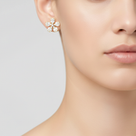 Load image into Gallery viewer, EFL52682. 14K Solid Gold Diamond Baguette Flower Stud Earrings