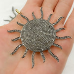 Load image into Gallery viewer, DP067. Diamond & Sterling Silver Sun Pendant