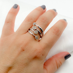 Load image into Gallery viewer, 14k Solid Gold Spiral Diamond Flowers Ring.