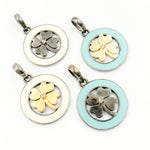 Load image into Gallery viewer, DP787A. Diamond Sterling Silver Clover Enamel Pendant