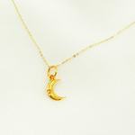 Load image into Gallery viewer, GDP297. 14K Solid Gold with Diamonds Moon Shape Charm