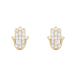 Load image into Gallery viewer, EFC54276. 14K Solid Gold Diamond Hamsa Hand Studs