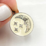 Load image into Gallery viewer, Shop Now Sterling Silver Round Moon and Star Enamel Pendants