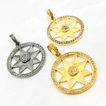Load image into Gallery viewer, DP581. Diamond Sterling Silver Gold Plated Round Star Pendant