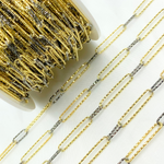 Load image into Gallery viewer, Gold Plated and Black Rhodium Sterling Silver Diamond Cut Paperclip Chain