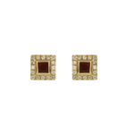 Load image into Gallery viewer, EFD54155. 14K Solid Gold Diamonds and Gemstone Square Stud Earrings