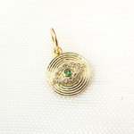 Load image into Gallery viewer, GDP460. 14K Solid Gold Diamond Evil Eye Circle Charm