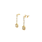 Load image into Gallery viewer, EFD52663. 14k Solid Gold Diamond Baguette Rectangle Paperclip Dangle Earrings