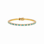 Load image into Gallery viewer, BTM68424TQO1. 14K Solid Yellow Gold Diamond and Turquoise Bangle