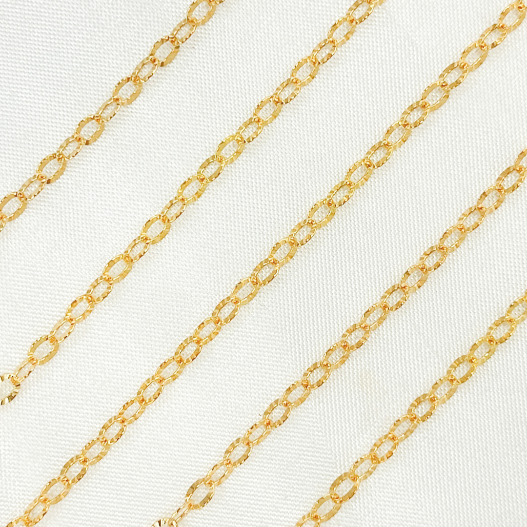 V187GF. 14k Gold Filled Diamond Cut Oval Link