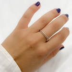 Load image into Gallery viewer, 14K Solid Gold Diamond Double Line Ring.