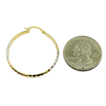 Load image into Gallery viewer, GER65. 14K Gold Tri-Color Hoop Earrings with Engraved Tornado Design