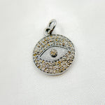 Load image into Gallery viewer, DC330. Diamond Sterling Silver Round Eye Charm with Gemstone