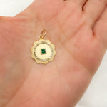 Load image into Gallery viewer, 14K Solid Gold Emerald and Diamond Circle Charm. GDP657