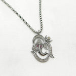 Load image into Gallery viewer, DC1014. Diamond Sterling Silver OM Symbol Pendant with Ruby