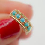 Load image into Gallery viewer, 14K Solid Gold Turquoise Hoop