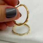 Load image into Gallery viewer, EHE56833. 14k Solid Gold Diamond Baguette Hoops