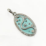Load image into Gallery viewer, Diamond Sterling Silver Oval Snake Enamel Pendant