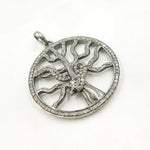 Load image into Gallery viewer, DP092. Diamond Silver Round Tree and Snake Pendant with Blue Sapphire