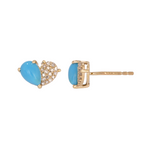 Load image into Gallery viewer, Gold Diamonds and Turquoise Heart Stud Earrings