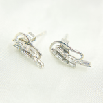 Load image into Gallery viewer, ER414995W. 14k Solid White Gold Baguette Studs