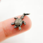 Load image into Gallery viewer, DC434. Diamond Sterling Silver Black Rhodium Turtle Charm