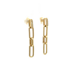 Load image into Gallery viewer, EFC51944. 14K Solid Gold and Diamonds Paper Clip Dangle Earrings