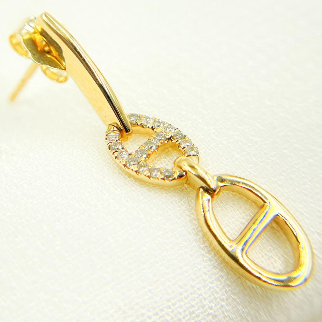 14K Gold & Diamonds Dangle Gucci Style Earrings. EFC52336