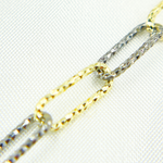 Load image into Gallery viewer, Gold Plated and Black Rhodium 925 Sterling Silver Diamond Cut Paperclip Chain. V8GB
