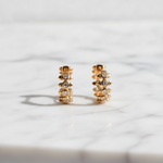 Load image into Gallery viewer, EHD57448. 14k Solid Yellow Gold Diamond Fancy Hoop Earrings