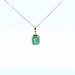 Load image into Gallery viewer, CMZ00366EM7X5. 14K Solid Gold Rectangular-Shaped Emerald Charm